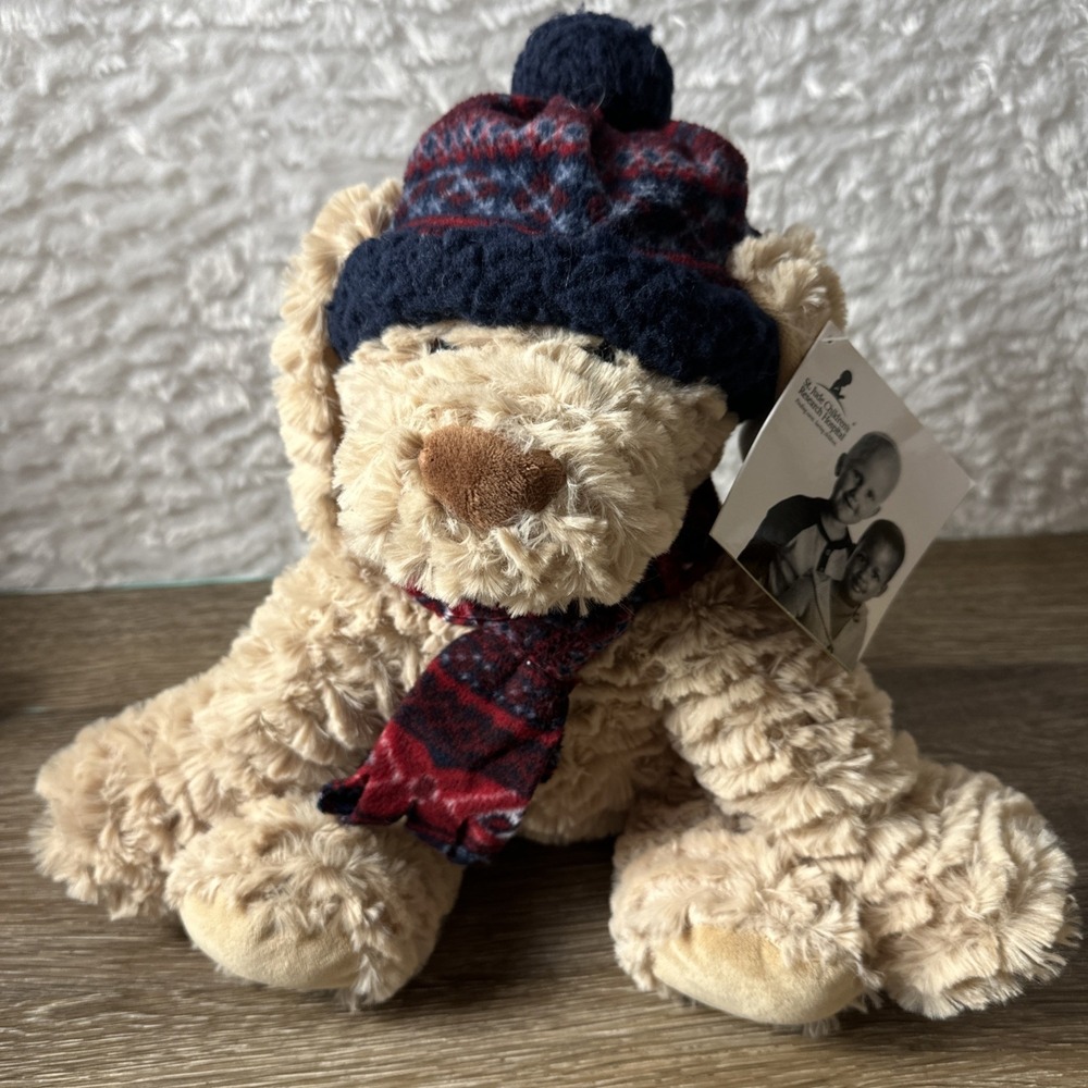GT Gentle Treasures Tan Curly Puppy Dog HAT SCARF 12" Plush stuffed St Jude